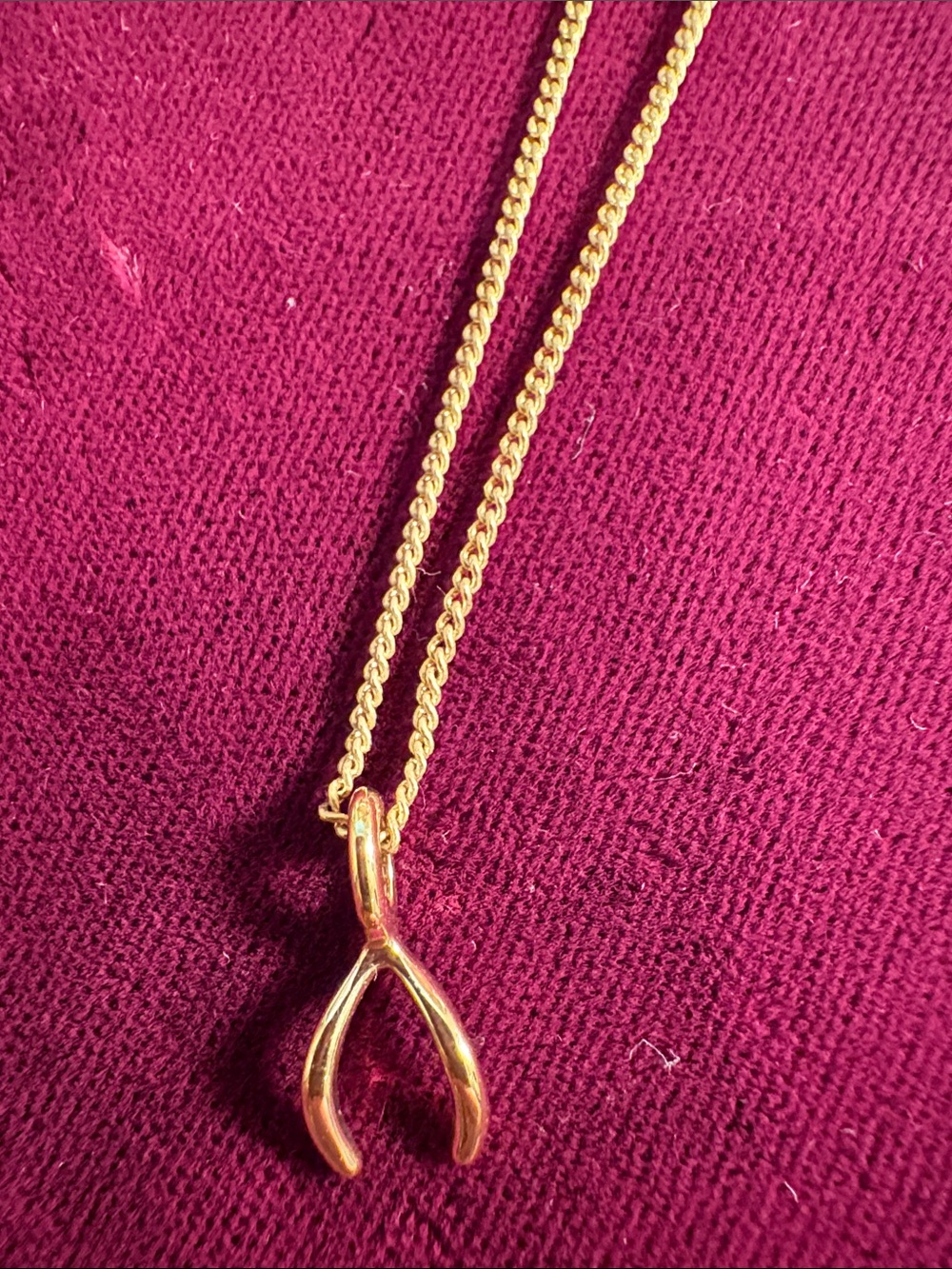Gold-tone Wishbone Pendant Necklace - Women Jewelry